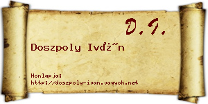 Doszpoly Iván névjegykártya